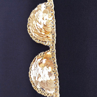 Gold Scallop Trim Embroidered With Beaded Gold Sequins, Approx. 30mm Wide - 210119L450